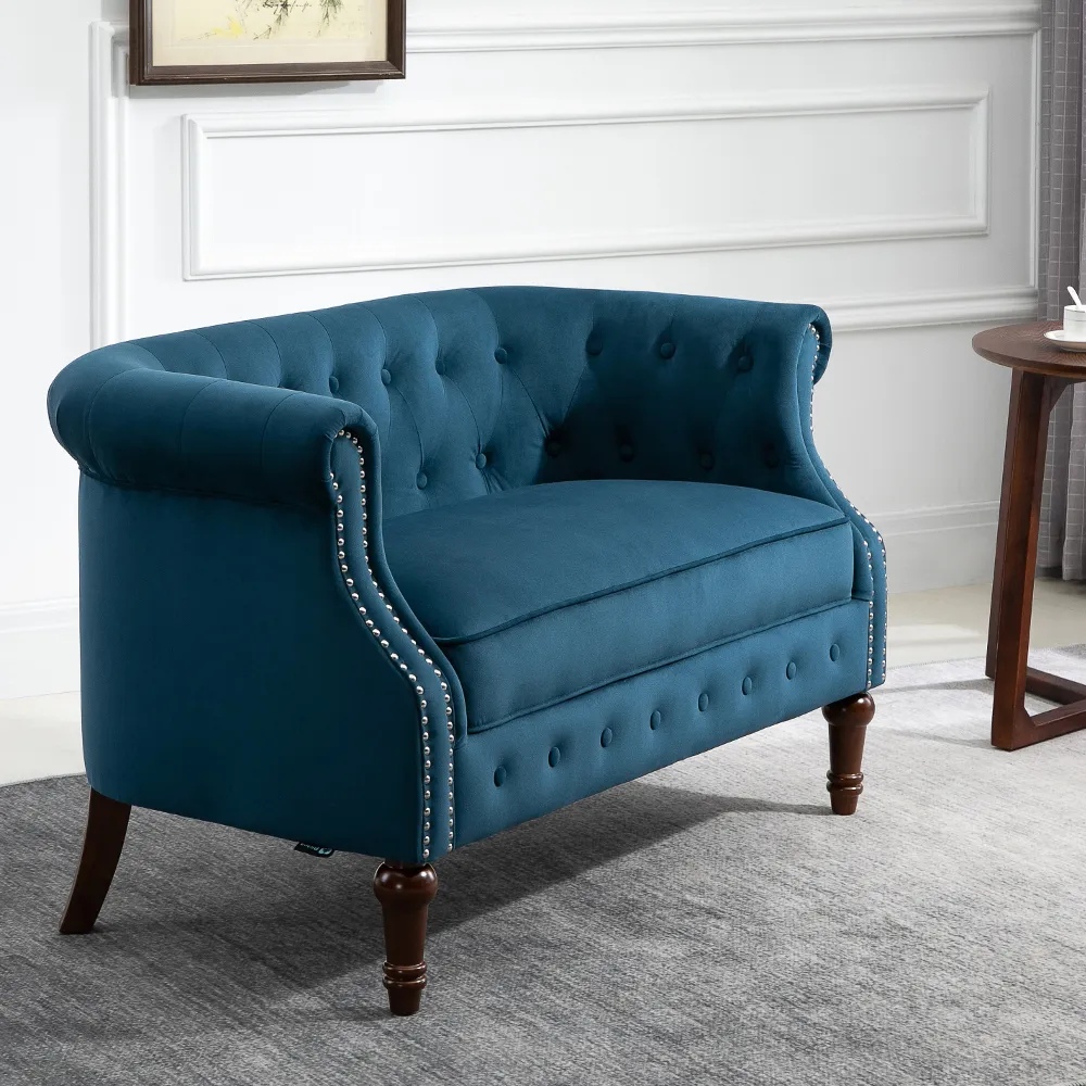 Freya Blue Fabric 2 Seater Sofa