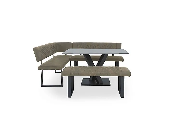 Warrior Grey Compact Fixed Dining Table with Left Hand Facing Corner Bench and Standard Bench - Grey