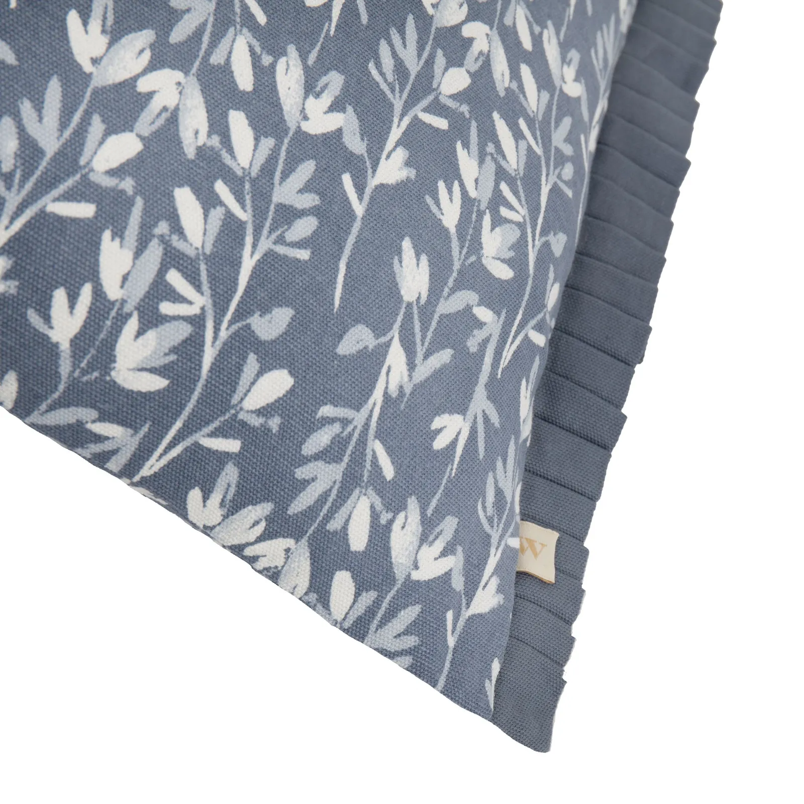 Wylder Belle 100% Cotton Botanical Pleat Fringe Cushion in Light Blue 5