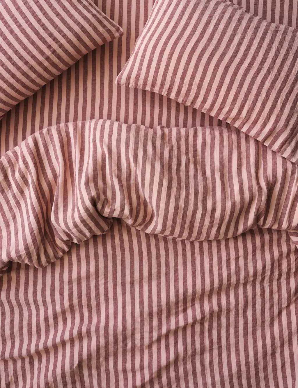 Piglet In Bed Pure Linen Pembroke Stripe Duvet Cover Red Mix