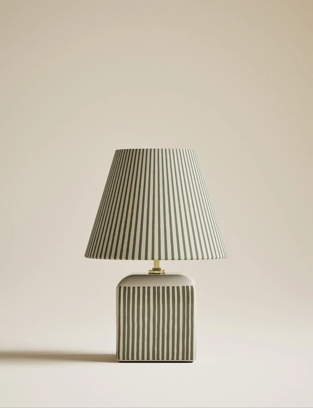 M&S Joshua Ceramic Striped Rechargeable Table Lamp Green