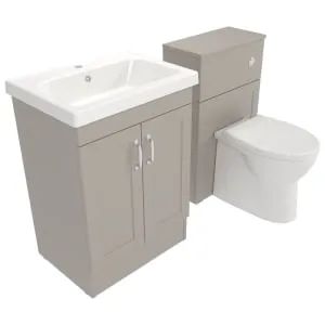 Deccado Padworth Soft Suede 600mm Freestanding Vanity & 500mm Toilet Pan Unit with Basin Modular Combination 2