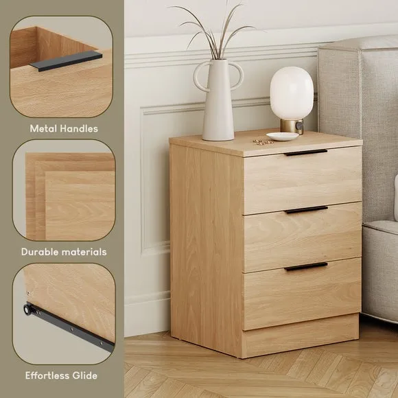Hayes 3 Drawer Bedside Table 3