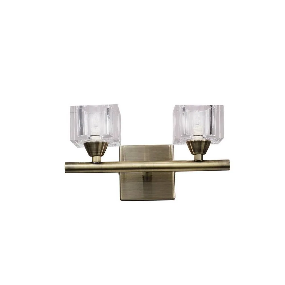 Netlighting Cuadrax Wall Switched 2 Light G9 Antique Brass in Bronze