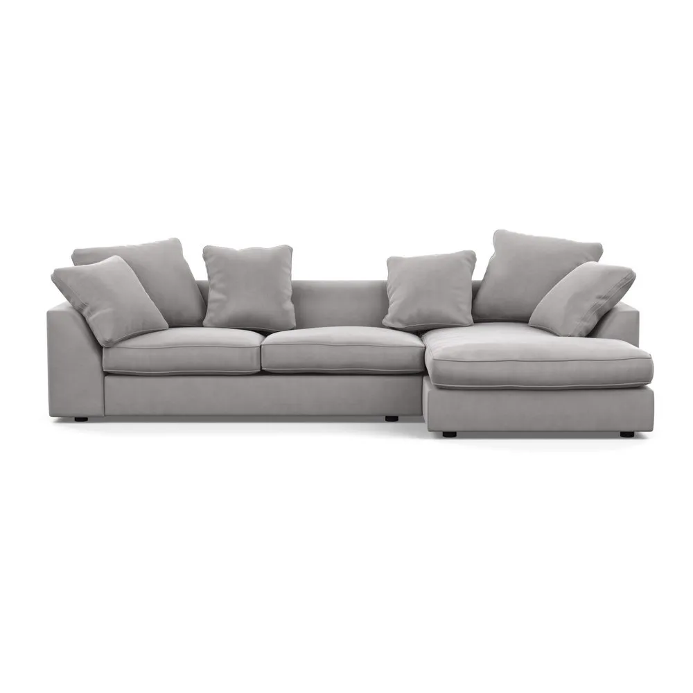 Heal's Cumulus Right Hand Facing Corner Sofa Velvet Platinum Black Feet