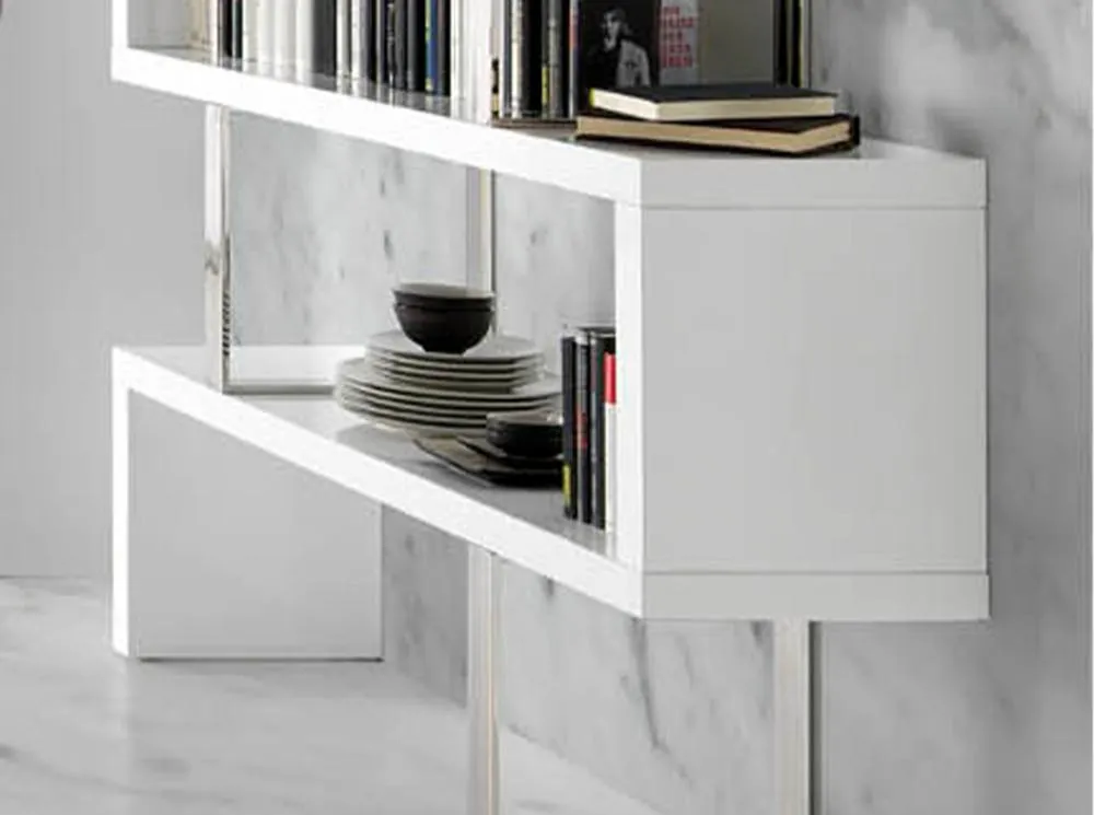 Angel Cerda White Gloss MDF & Chrome Steel Shelving Unit 5