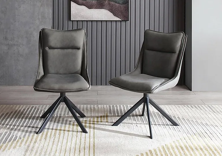 Catalina Set of 6 Swivel Dining Chairs - Dark Grey