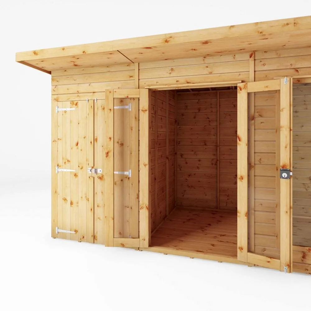 Mercia Maine Pent Summerhouse with Side Shed - L233.1 x W417.4 x H217 cm in Brown 5