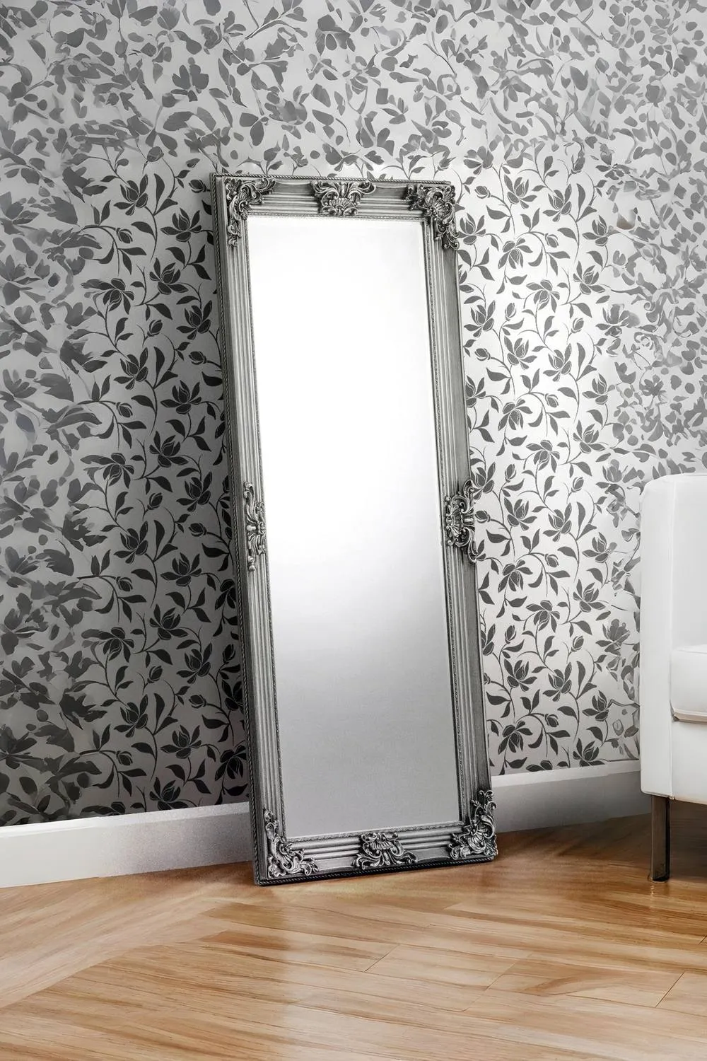 Julian Bowen Rococo Lean-To Dressing Mirror in Silver