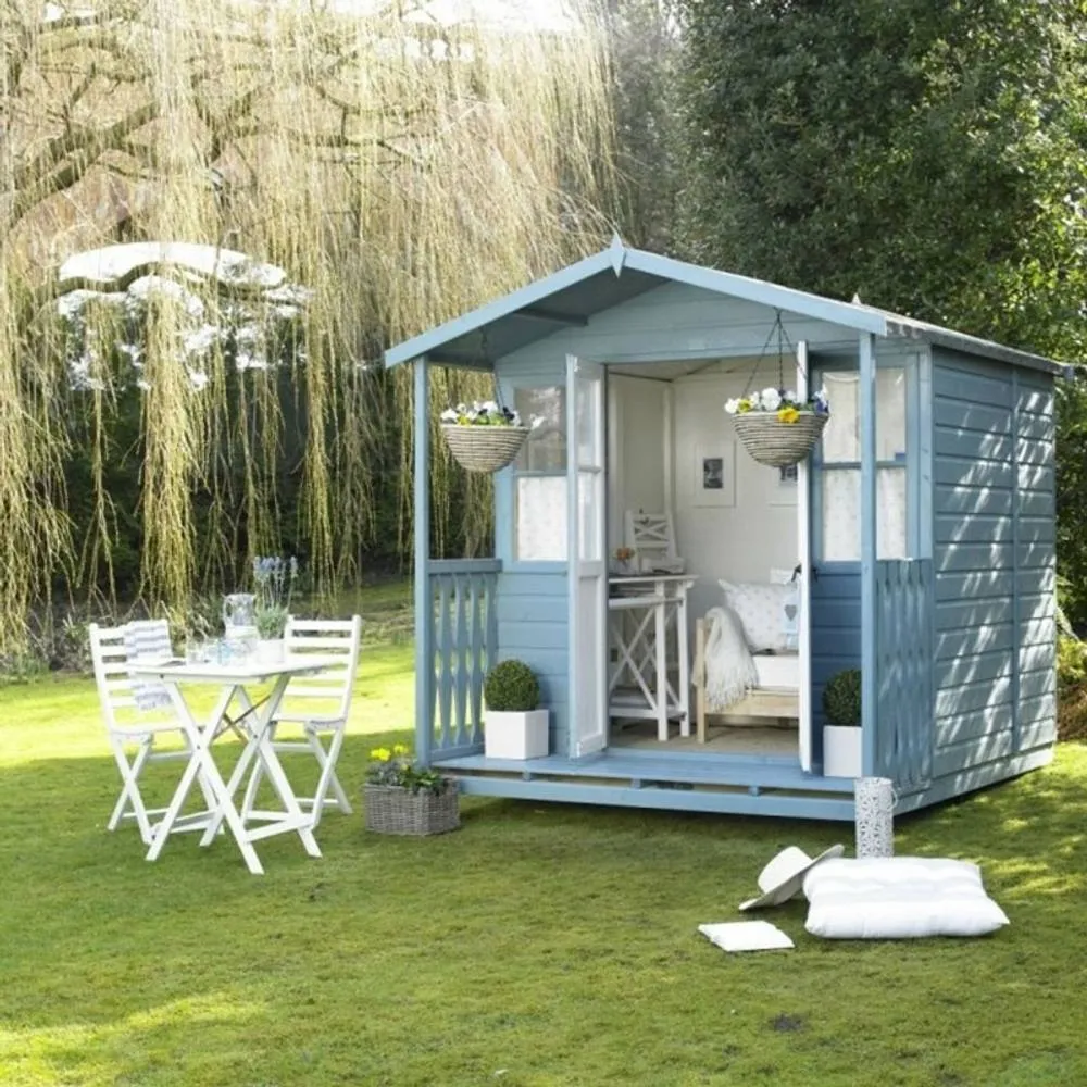 Shires Houghton Shiplap Summerhouse Garden Sun Room Approx 7 x 7 Feet in Light Brown 5