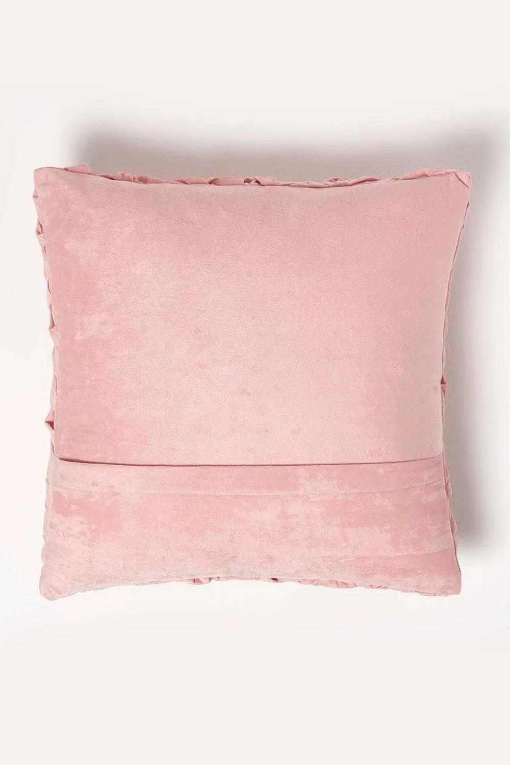 Homescapes Grace Pleated Velvet Cushion in Pink 3