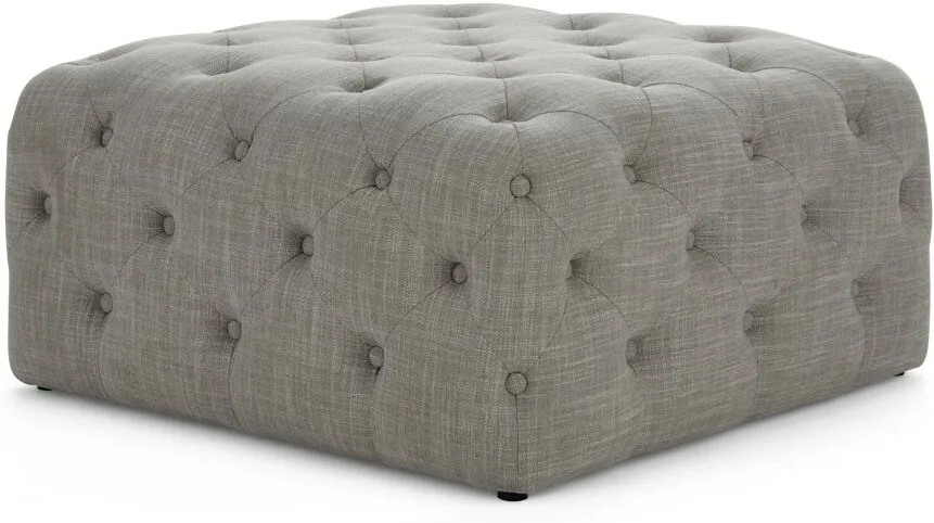 Hampton Square Pouffe, Linen Mix Grey