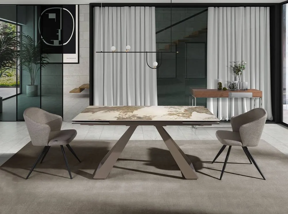 Angel Cerda Grey Fabric Dining Chair with Armrests 4