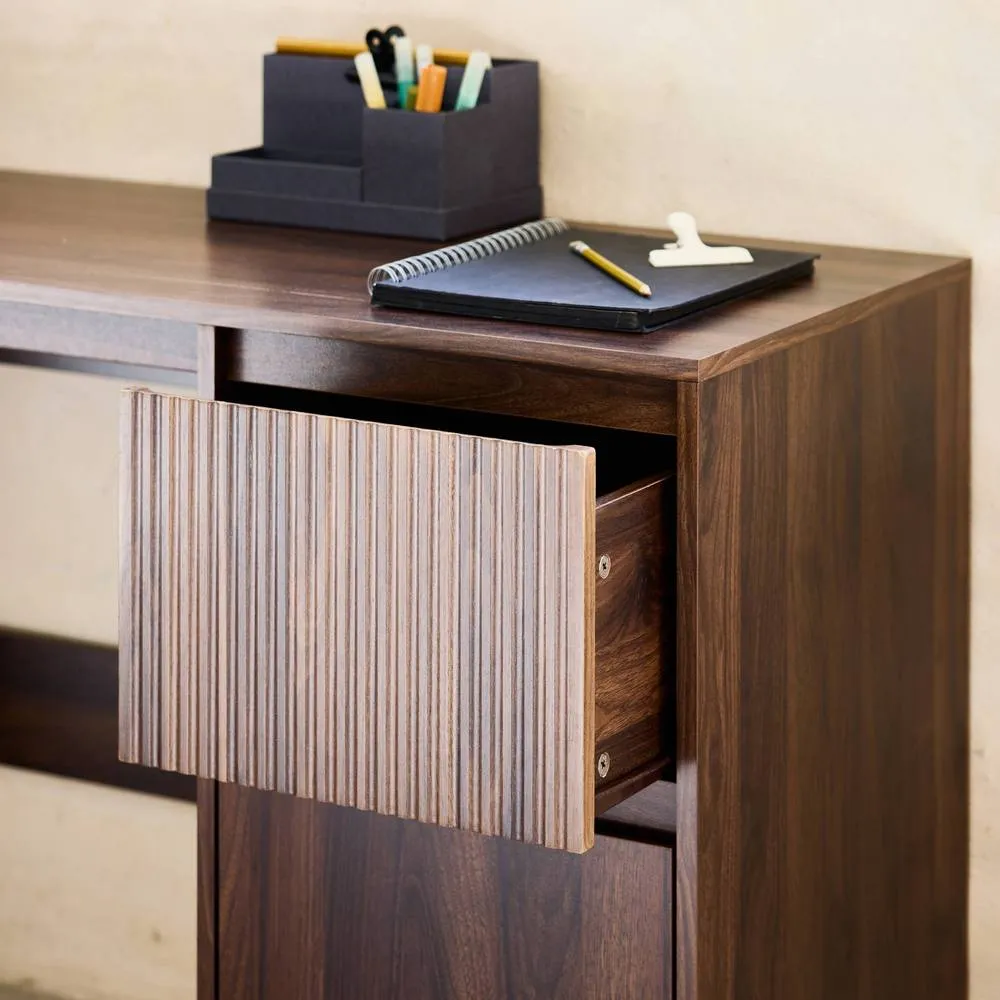 sweeek Scandinavian desk wood decor 2 drawers in Dark Brown 5