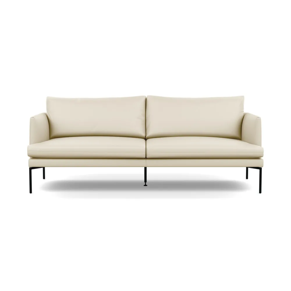 Heal's Matera 3 Seater Sofa Leather Grain Storm 006 Black Feet 1