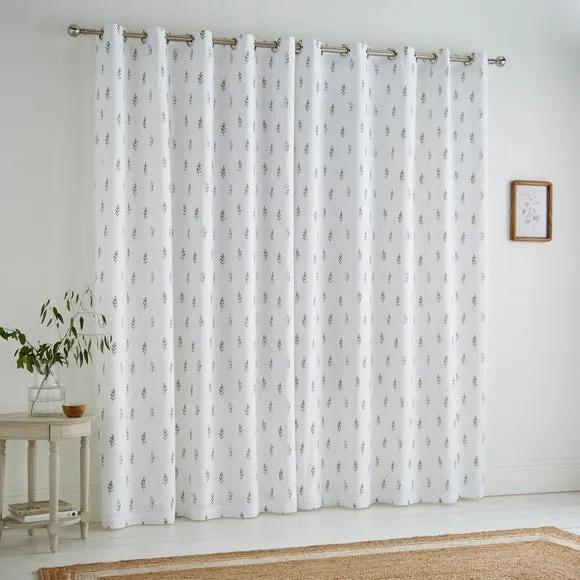 Harper Stem Floral Cotton Blackout Eyelet Curtains 4