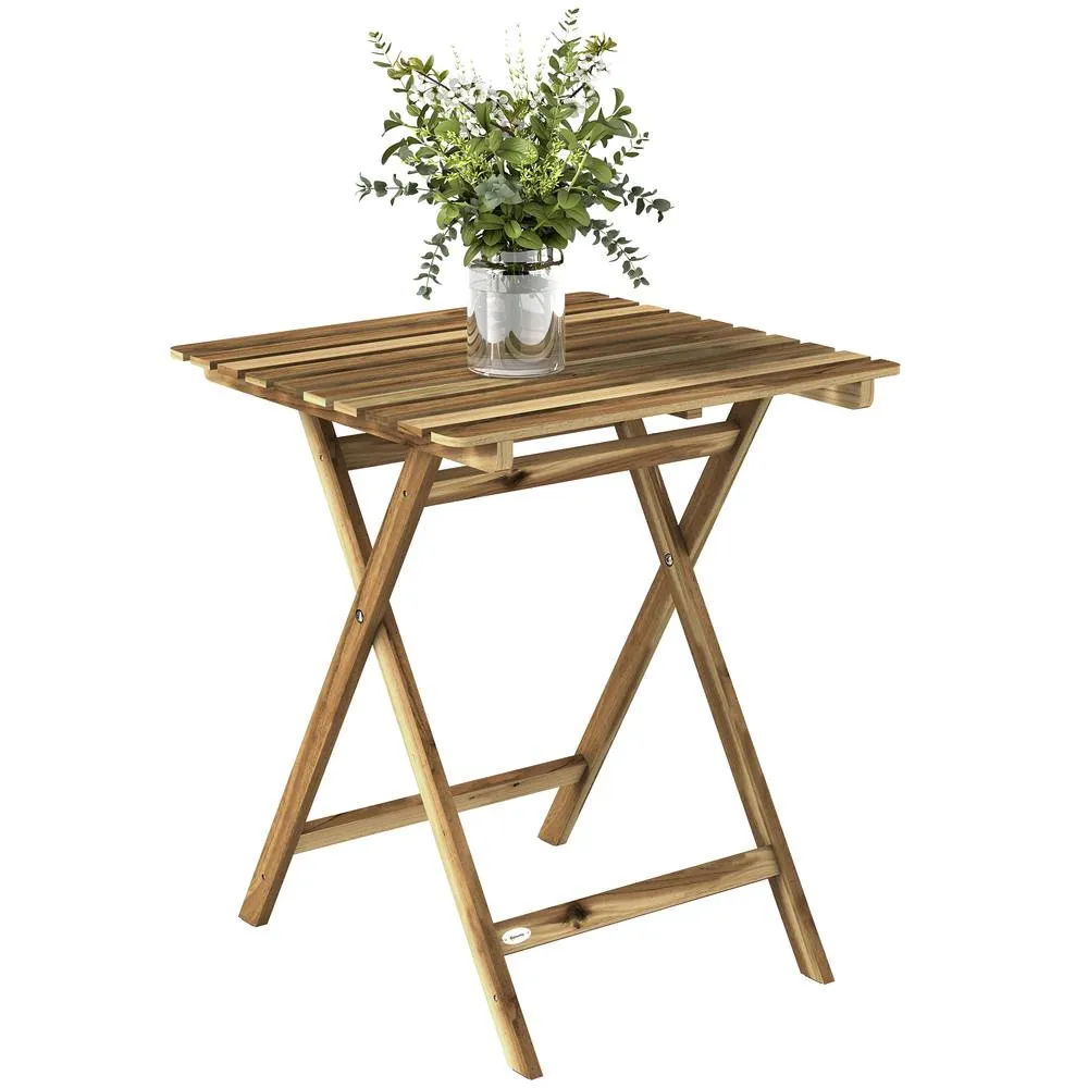 OUTSUNNY Outdoor Coffee Table Foldable Wooden Garden Table Natural Wood 2