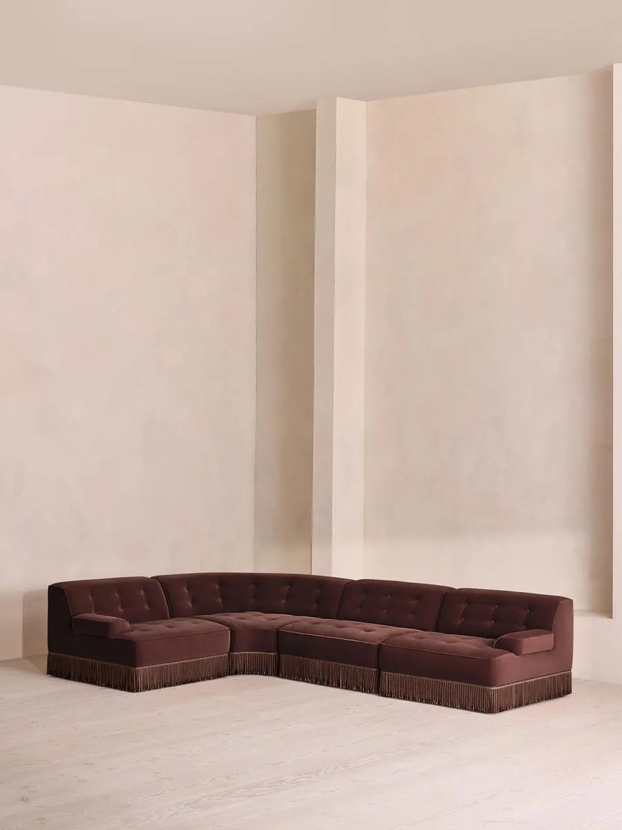 Elowen Modular Sofa, L-Shape Sofa, Velvet, Aubergine