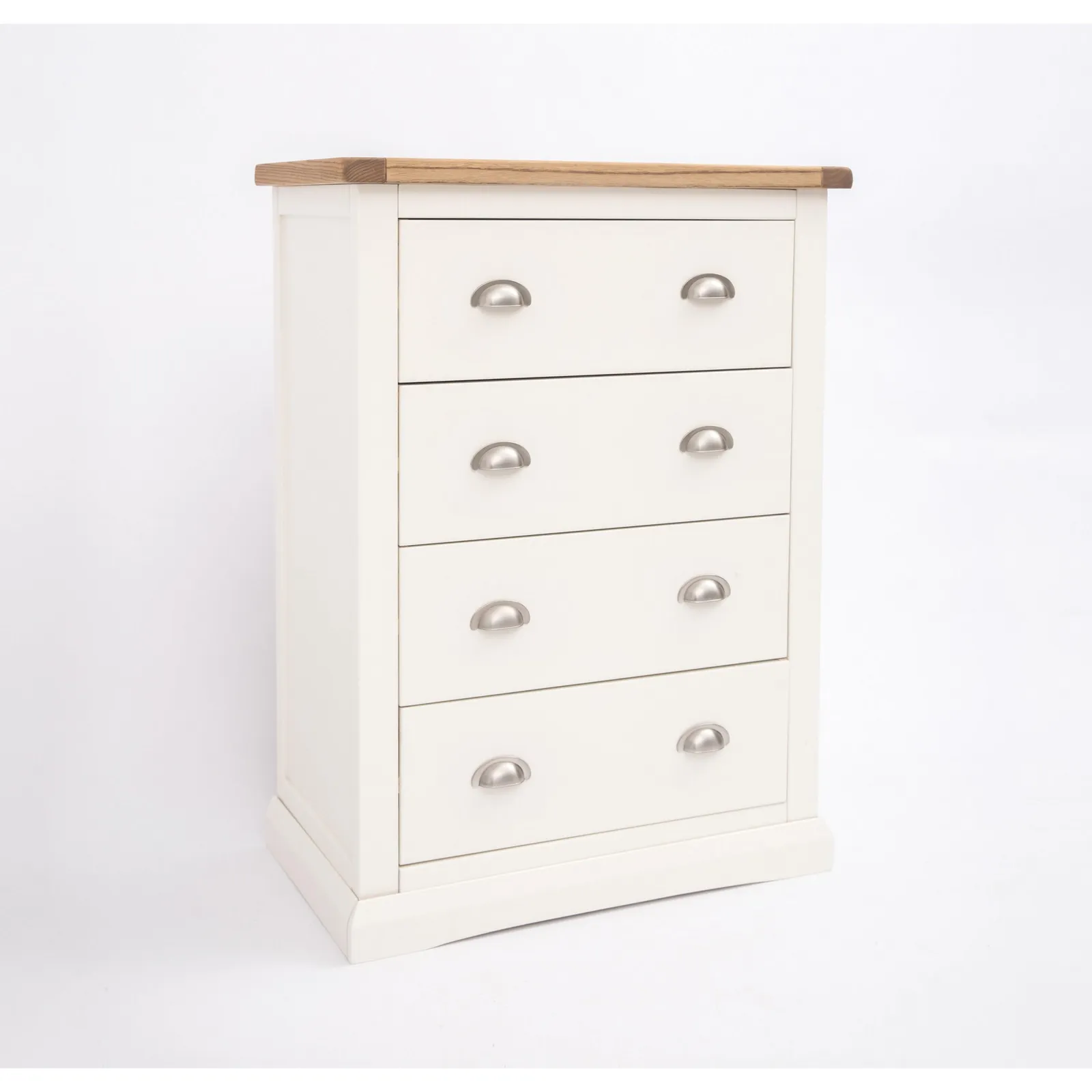 Cabinet Bits Cosenza 4 Drawer Chest of Drawers Chrome Cup Handle in Off-White 2