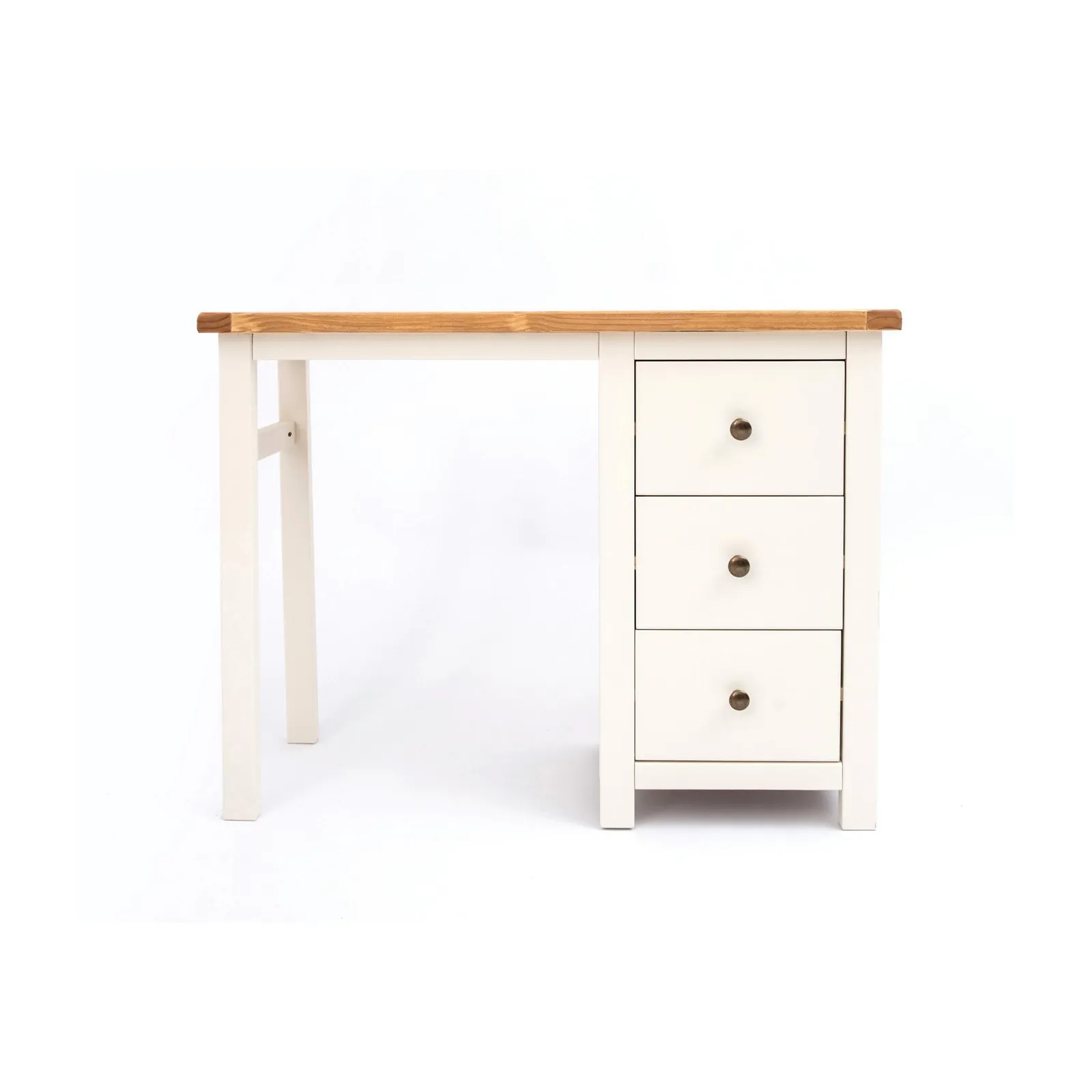 Cabinet Bits Maggiori 3 Drawer Desk - Dressing Table Brass Knob in Off-White
