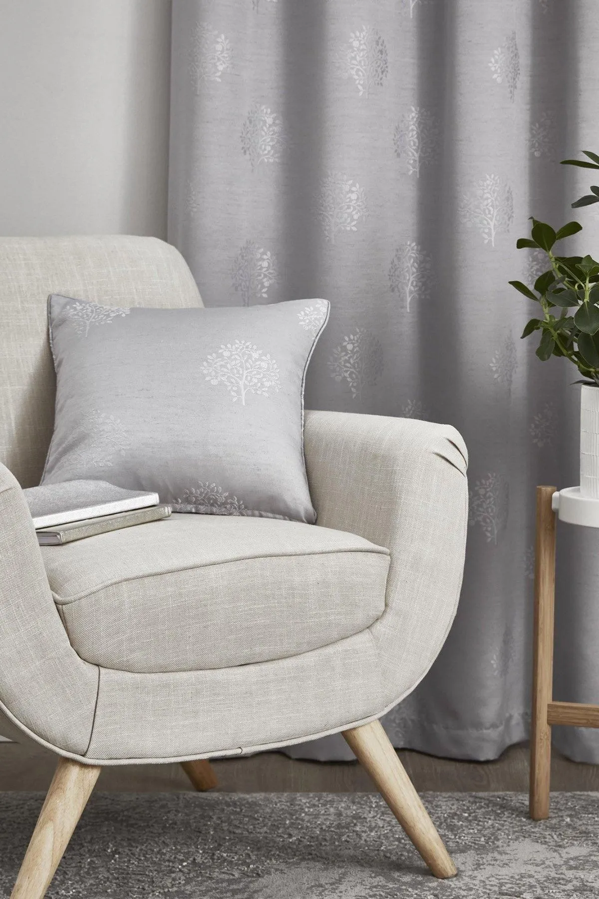 Appletree 'Harvest' Filled Cushion With Woven Motif in Silver 2