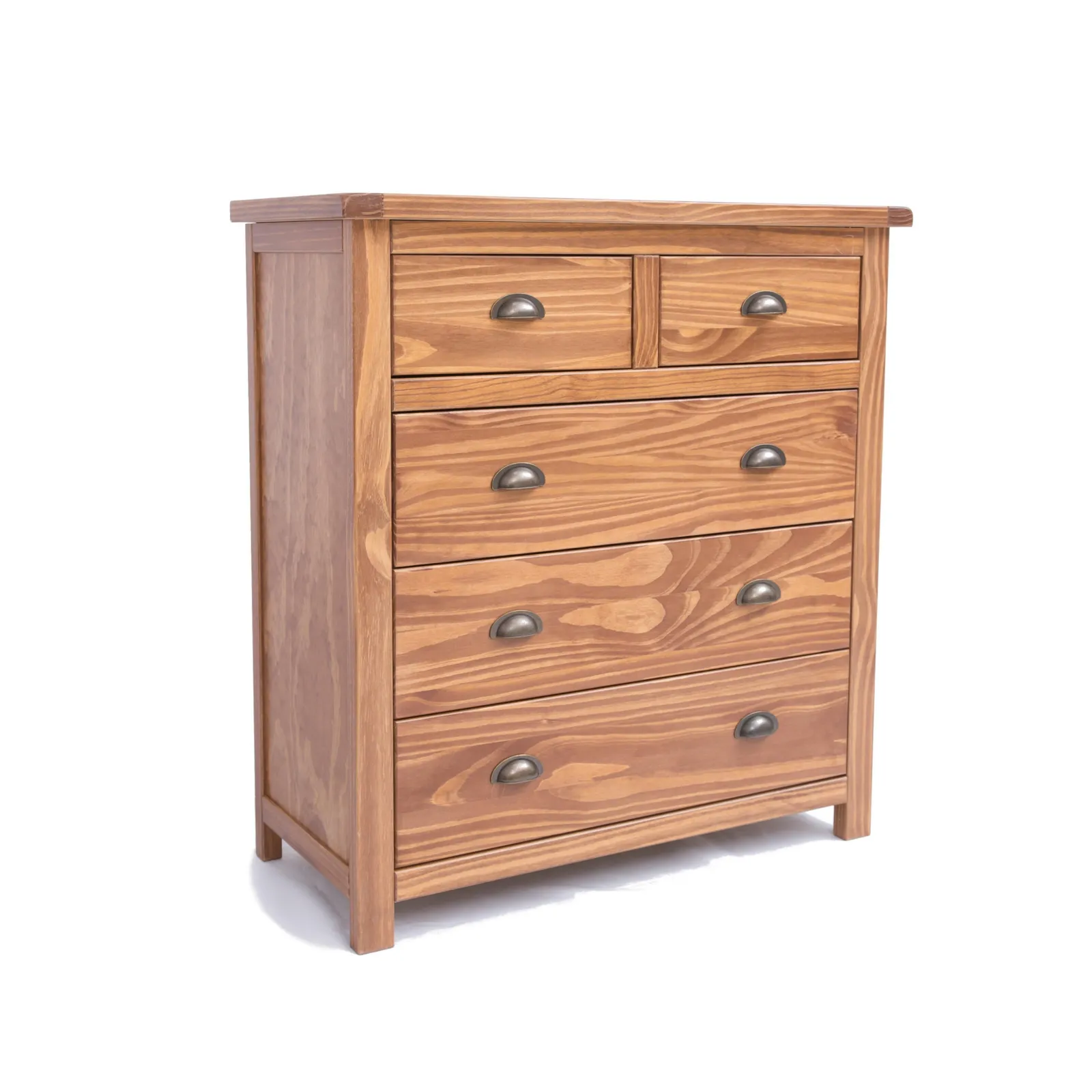 Cabinet Bits Padua 5 Drawer Chest of Drawers Brass Cup Handle in Brown 2