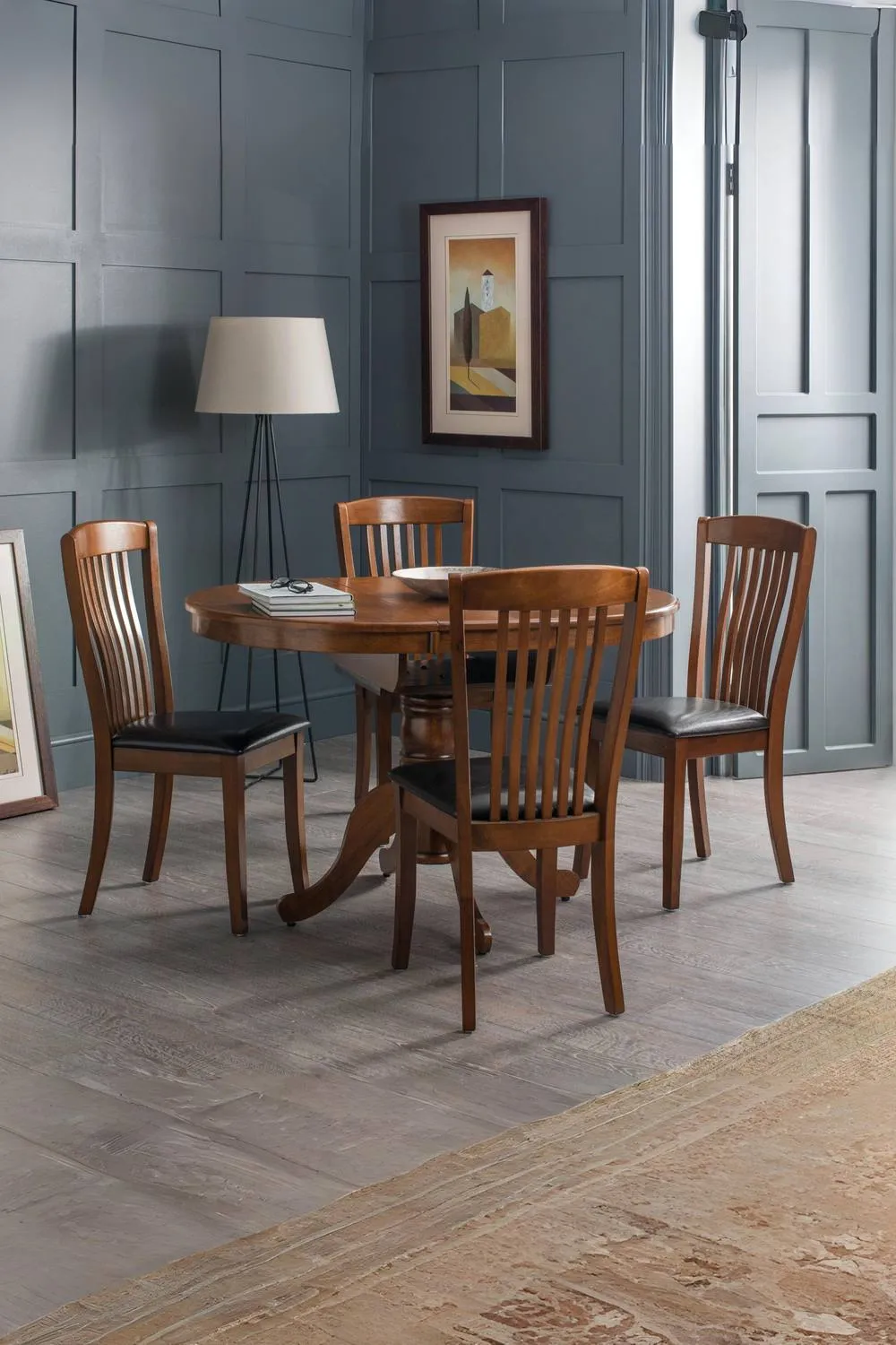 Julian Bowen Canterbury Round to Oval Extending 4-6 Seater Dining Table in Dark Brown 2