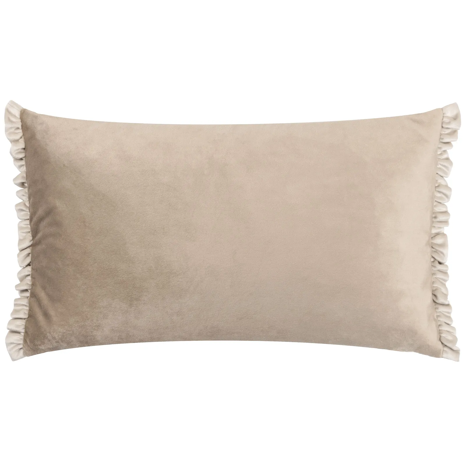 Wylder Tilly Velvet Frill Reversible Cushion in Beige 2