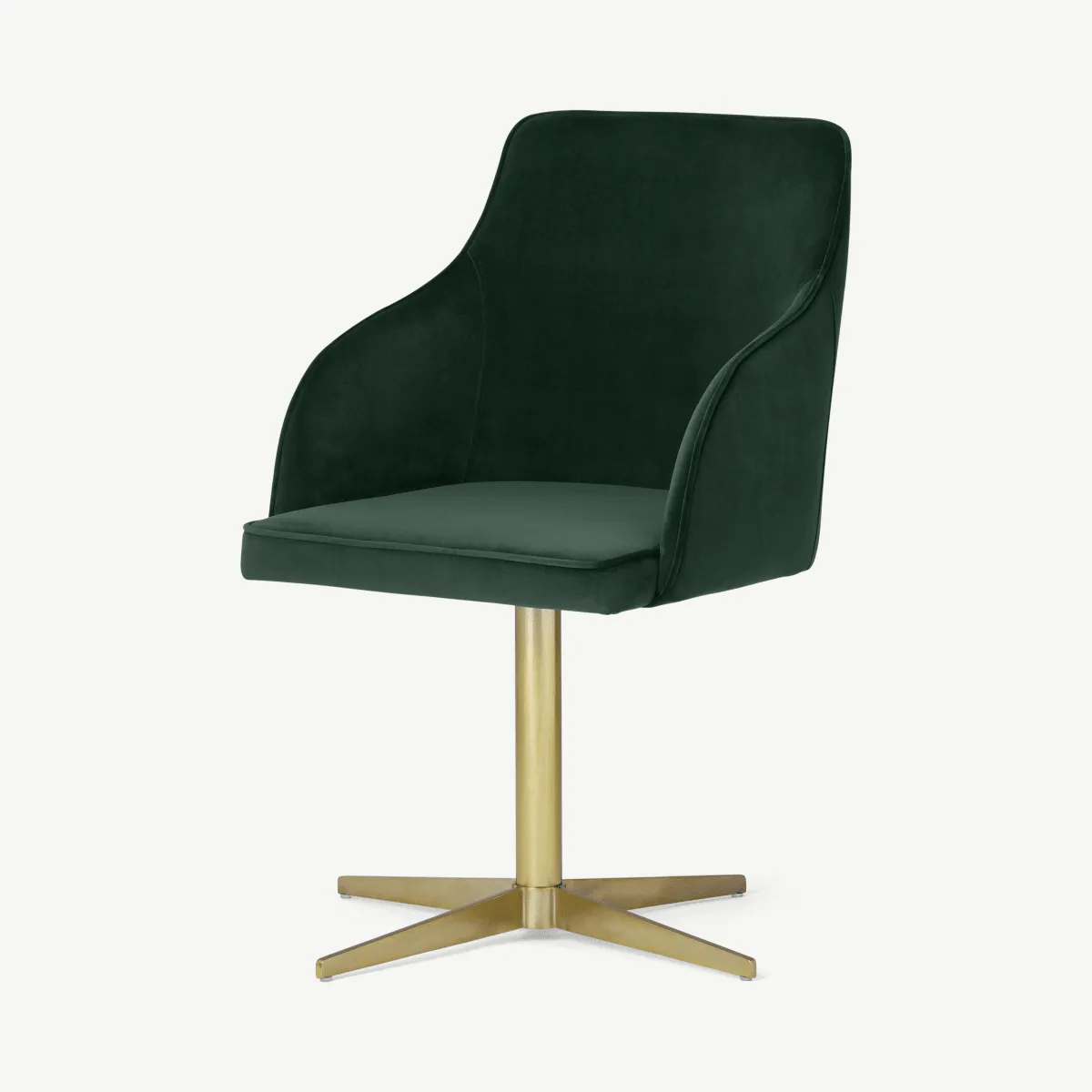 Keira Office Chair, Pine Green Velvet & Brass