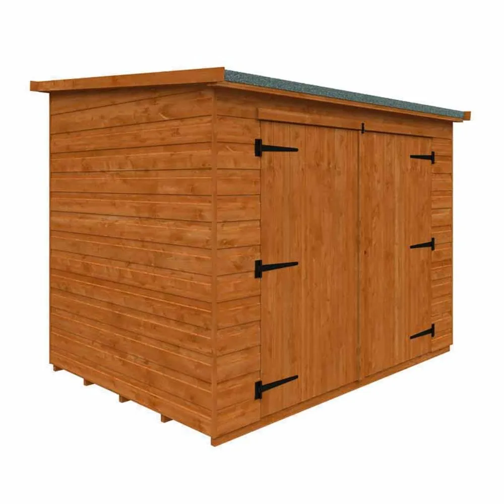 Buttercup Farm 7 x 5 Feet Pent Compact 12mm Shed - Solid Wood/Softwood/Pine in Burnt Orange