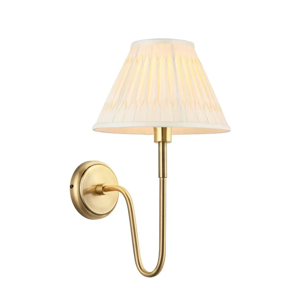 Netlighting Rouen & Chatsworth Wall Lamp Shade Brass Plate & Ivory Silk in Off-White