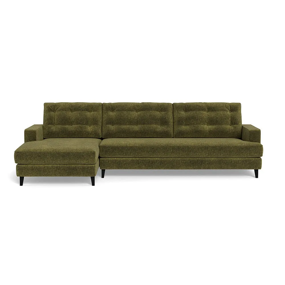 Heal's Mistral Left Hand Facing Corner Sofa Boucle Velvet Wilder Black Beech Feet 1