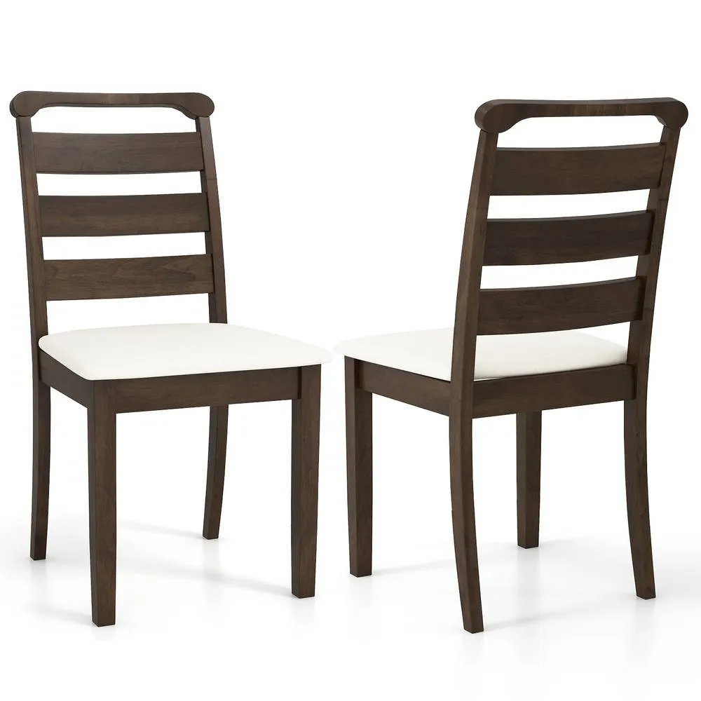 Costway Modern Dining Chair Set of 2 Upholstered Farmhouse Chairs in Walnut 3