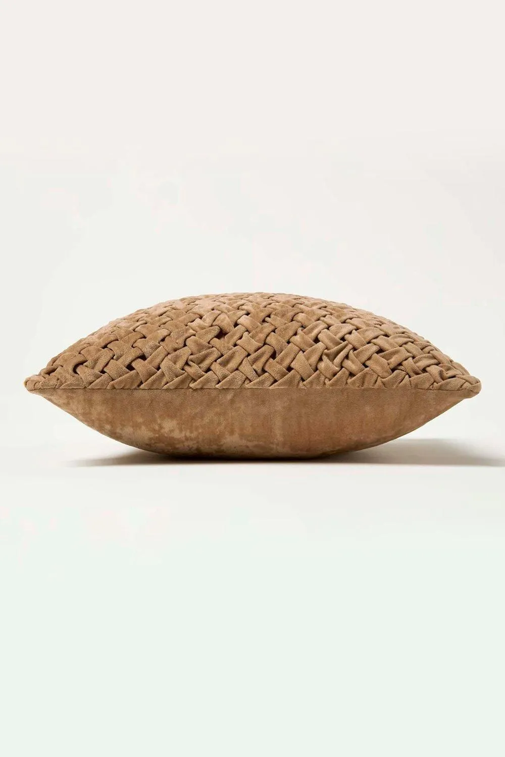 Homescapes Sofia Pleated Velvet Cushion in Taupe 4
