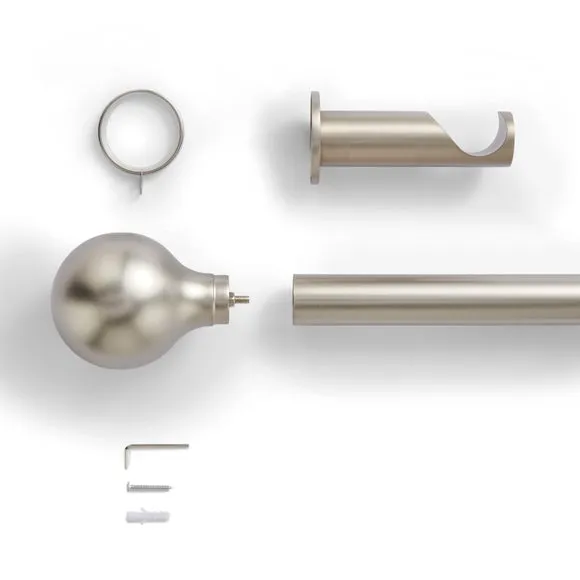 Contemporary Ball Fixed Metal Curtain Pole with Rings 2