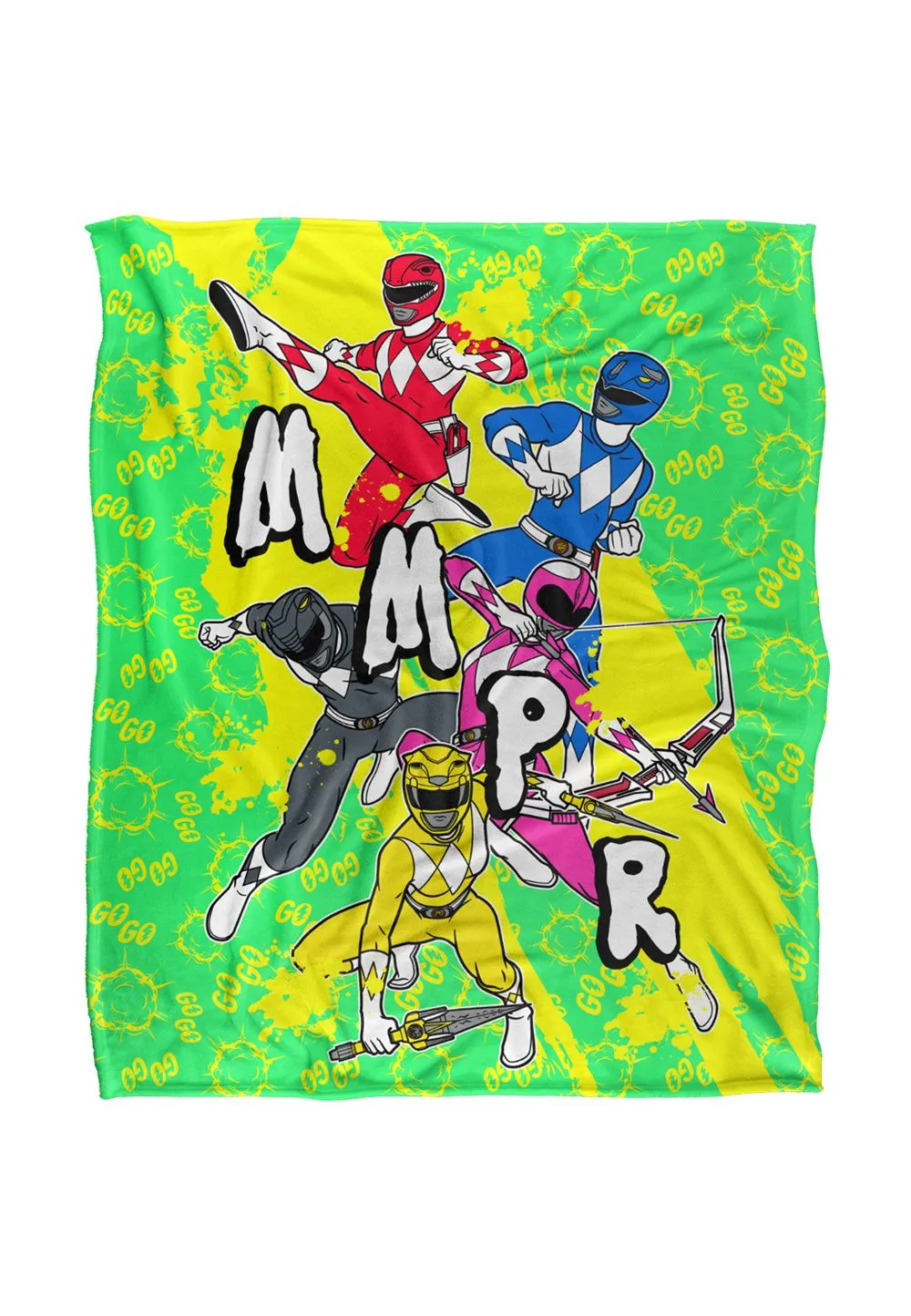Power Rangers Mmpr Group Attack Silky Touch Super Soft Throw Blanket 152 X 127 cm in White