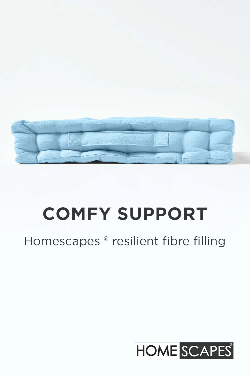 Homescapes Plain Cotton Floor Cushion in Blue 4