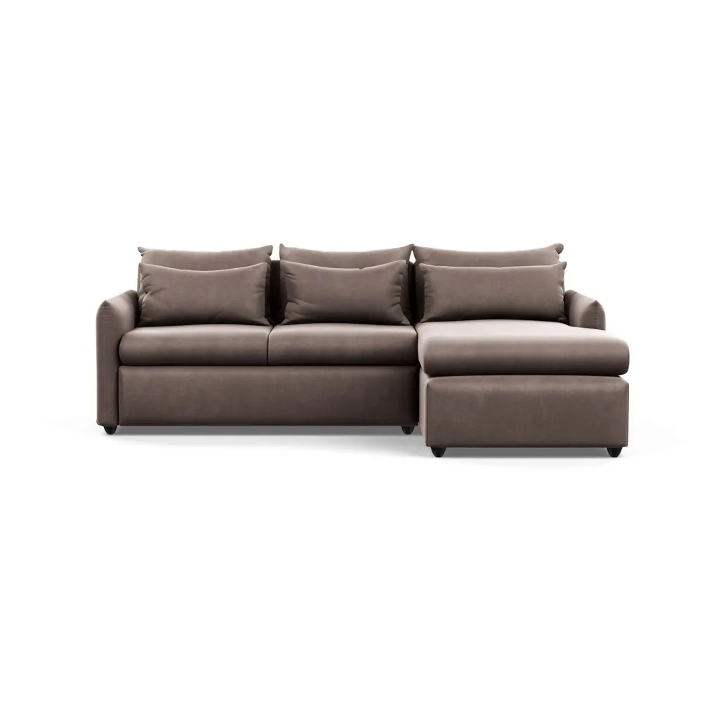 Heal's Pillow Medium Right Hand Corner Chaise Velvet Mink Black Feet