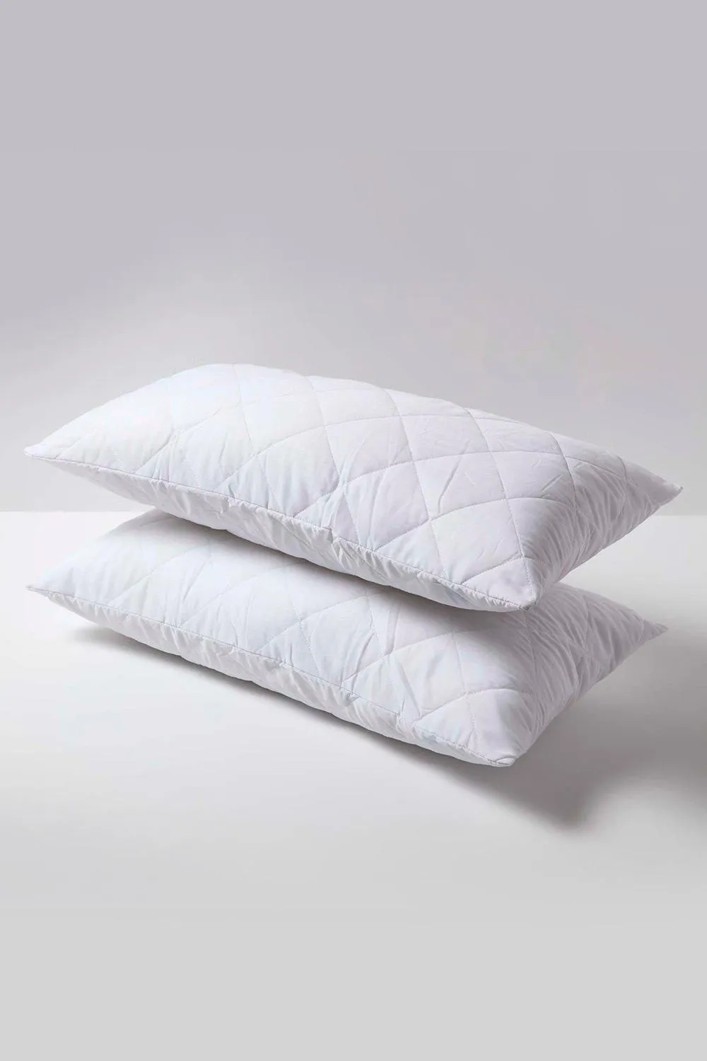Homescapes King Size Quilted Pillow Protector, Pack of 2 in White
