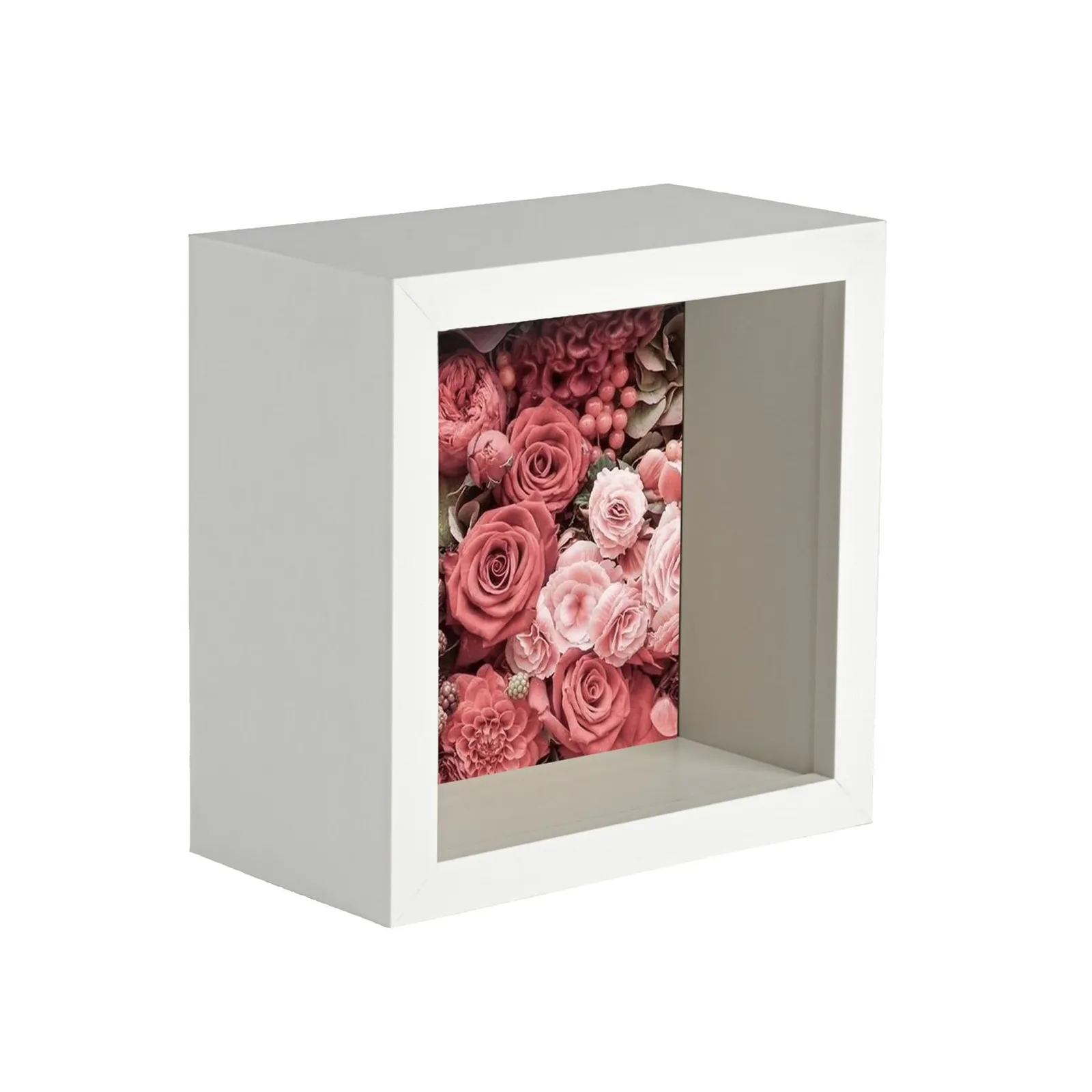 Nicola Spring 3D Deep Box Photo Frame - 4 x 4" in White