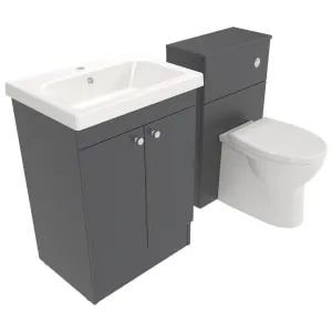 Deccado Benham Charcoal Grey 600mm Freestanding Vanity & 500mm Toilet Pan Unit with Basin Modular Combination 2
