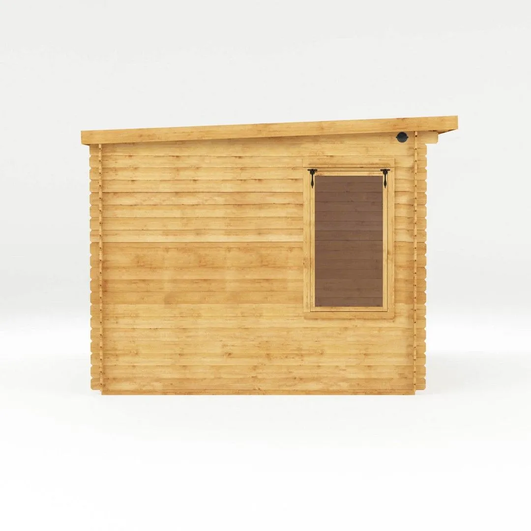 Mercia Pent Log Cabin with Side Shed - 19 mm - L332.6 x W412.8 x H249 cm in Brown 4