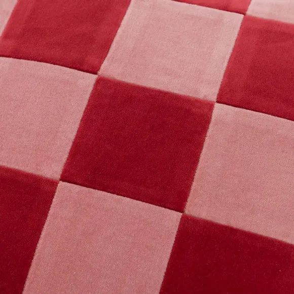 Clara Cubed Patchwork Cotton Velvet Square Cushion 2