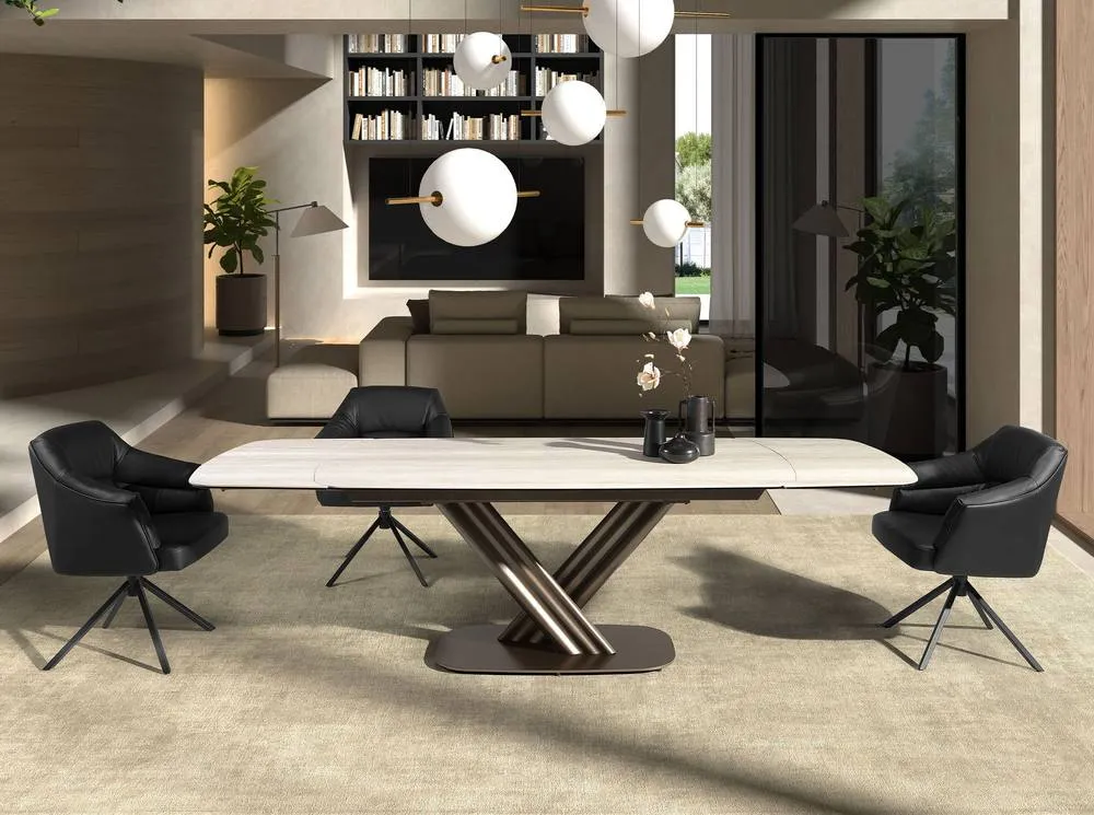 Angel Cerda Leatherette Swivel Dining Chair with Armrests in Black 4