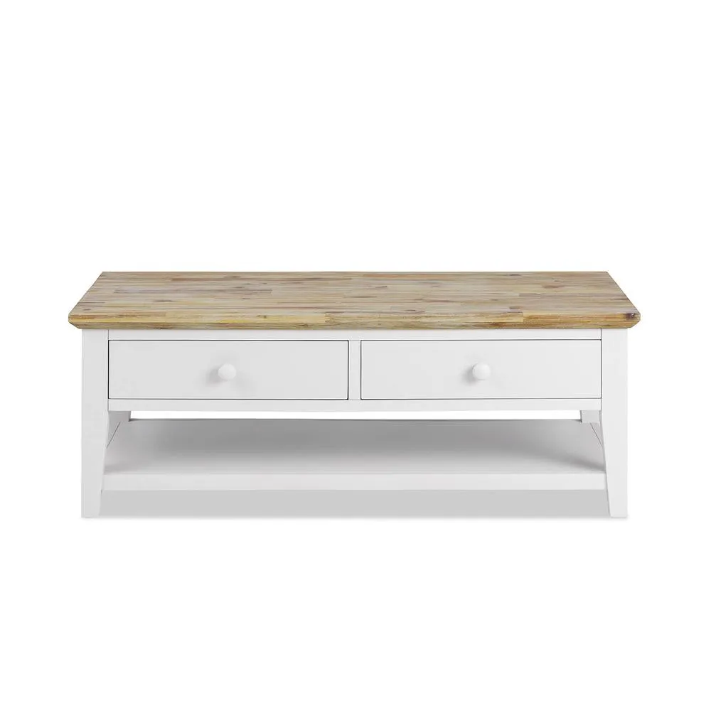Statement Furniture Florence Coffee Table with Drawers in White 3
