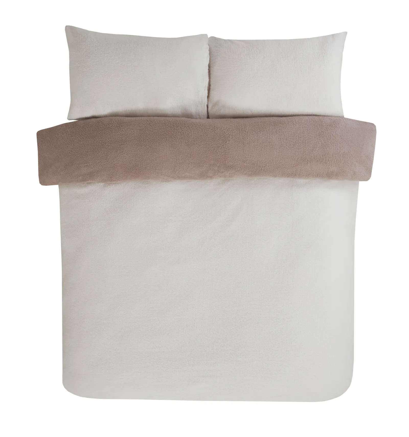 Smart Living Luxury Super Soft & Reversible Teddy Fleece Duvet Cover & Pillowcase in Cream 5