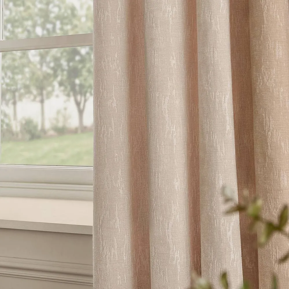 Paoletti Aurelio Chenille Fully Lined Eyelet Curtain Pair in Ivory 2