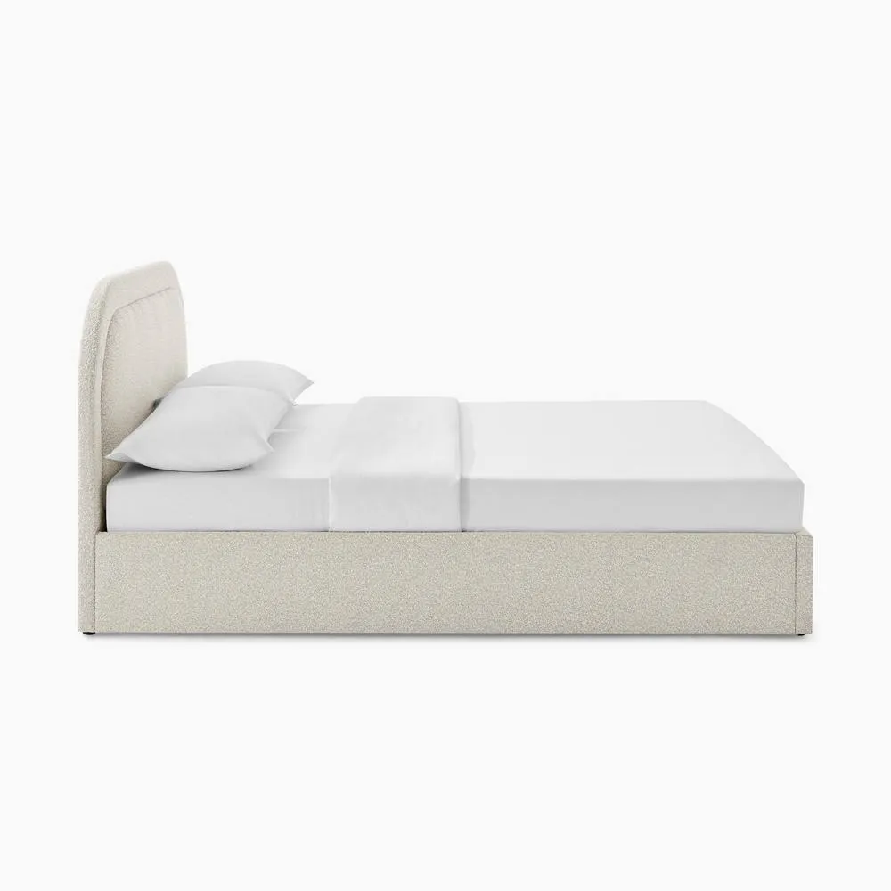 FurnitureboxUK Freja Beige Boucle Fabric Ottoman Double Bed Frame 4