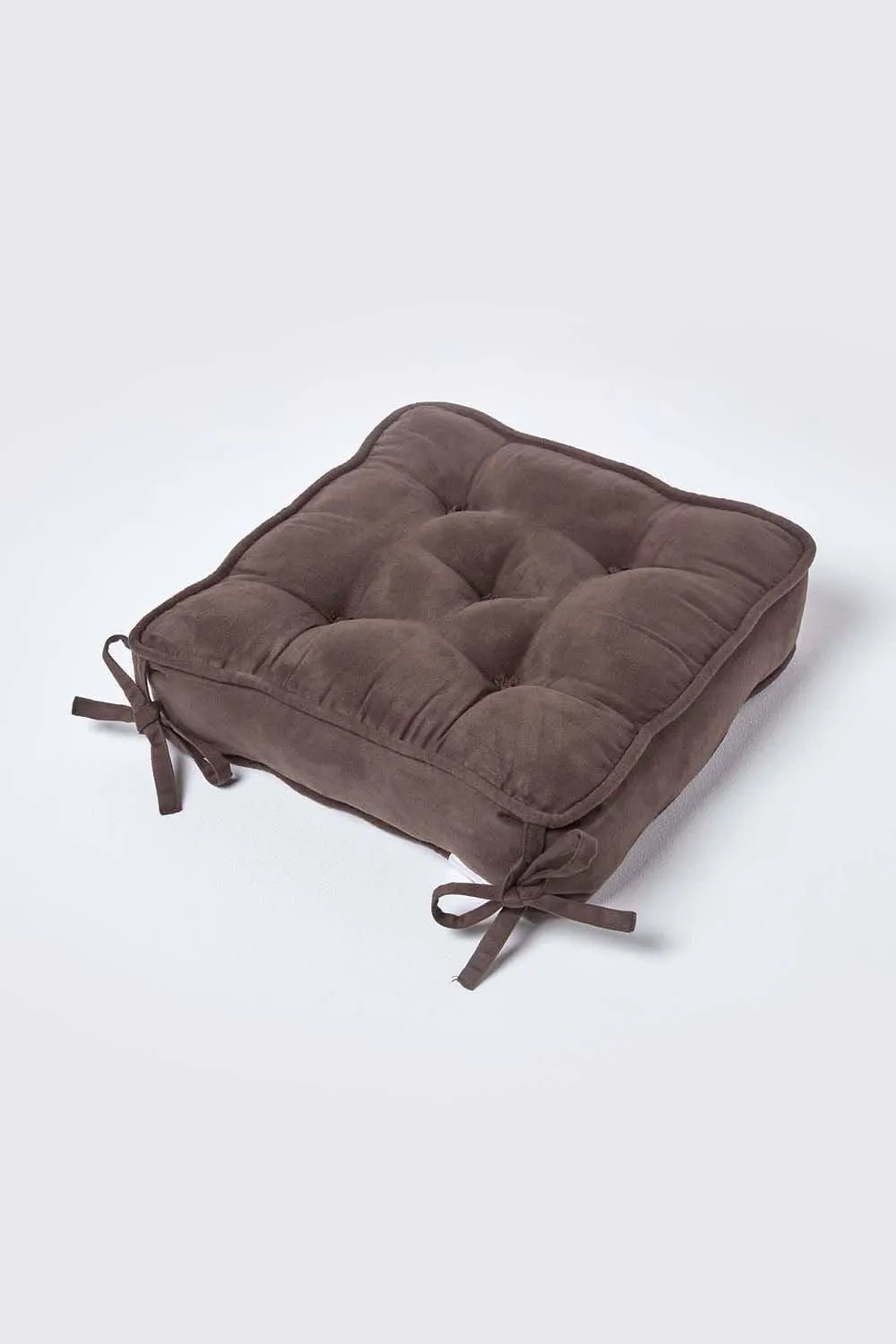 Homescapes Faux Suede Dining Chair Booster Cushion in Chocolate 2