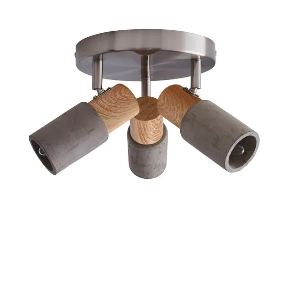 Inka Concrete Wood Effect 3 Light Semi Flush Spotlight 5
